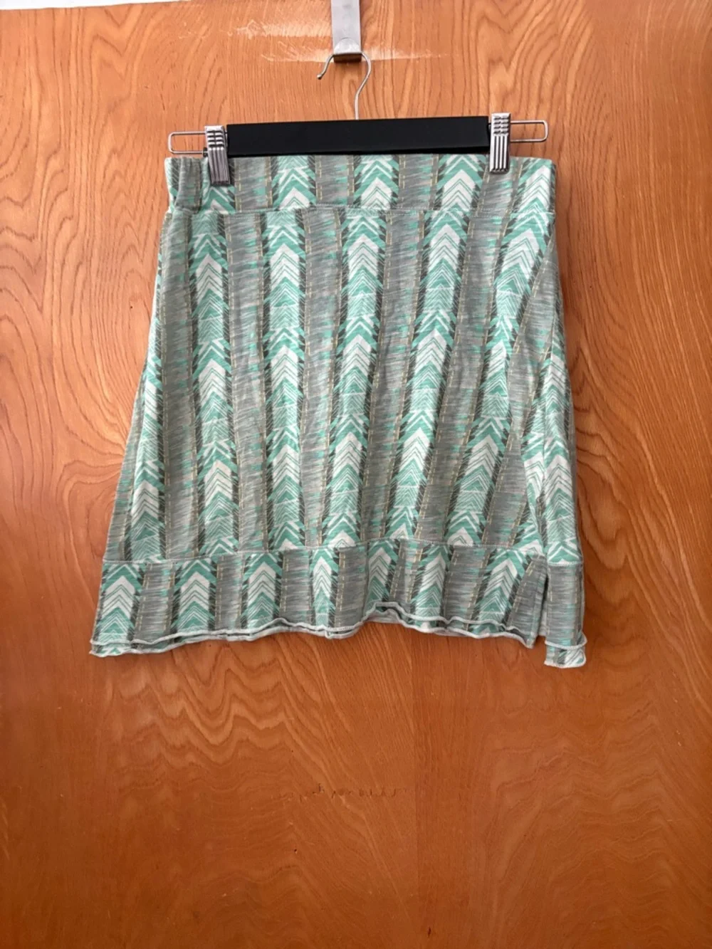 Carve Designs Mint and Gray Chevron A-Line organic cotton midi Skirt XS - Picture 1 of 7